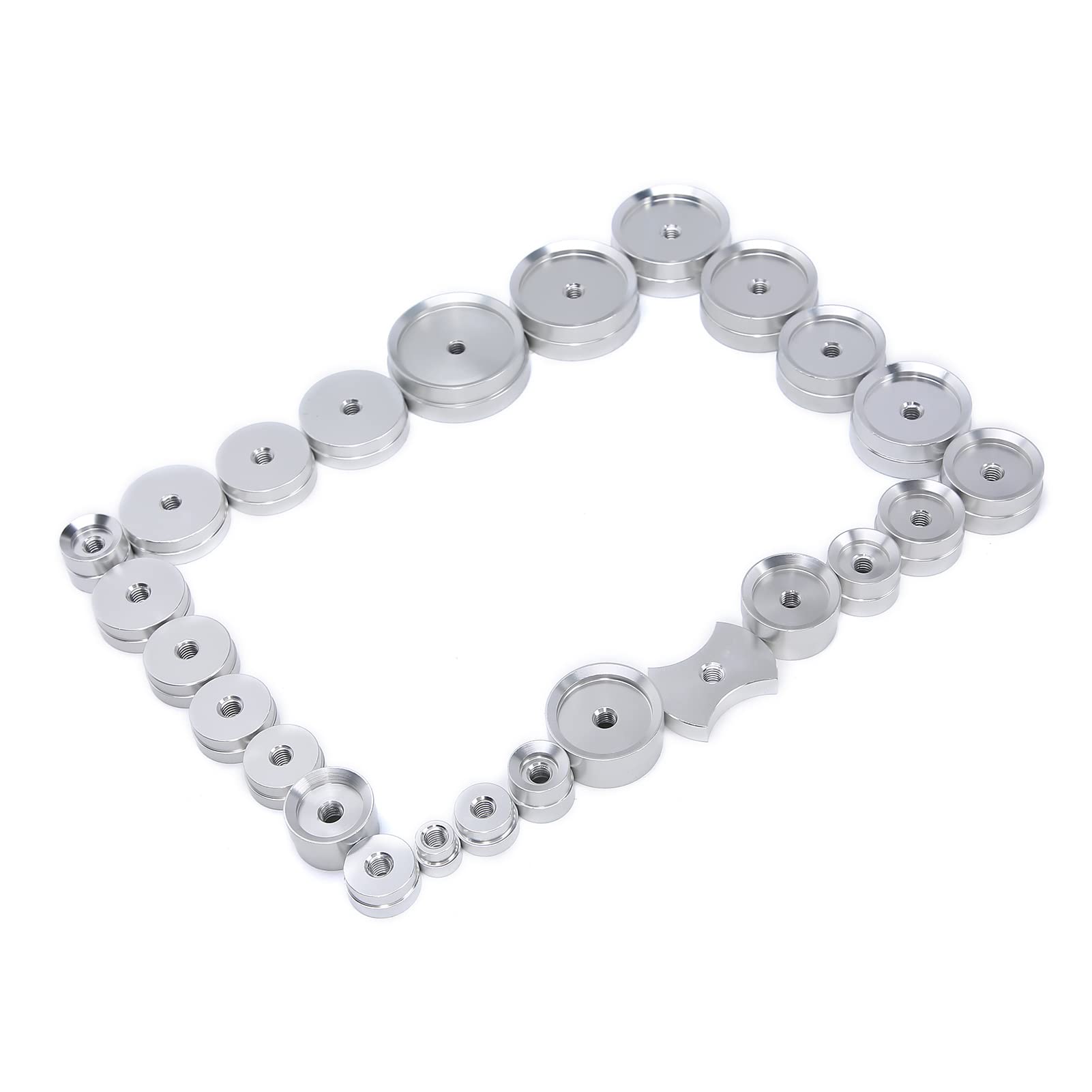 25PCS Tappatrice per orologi Pressa per stampi in lega di alluminio Set di chiusure per fondello dell'orologio per orologiaio Orologio da polso Chiusura della copertura