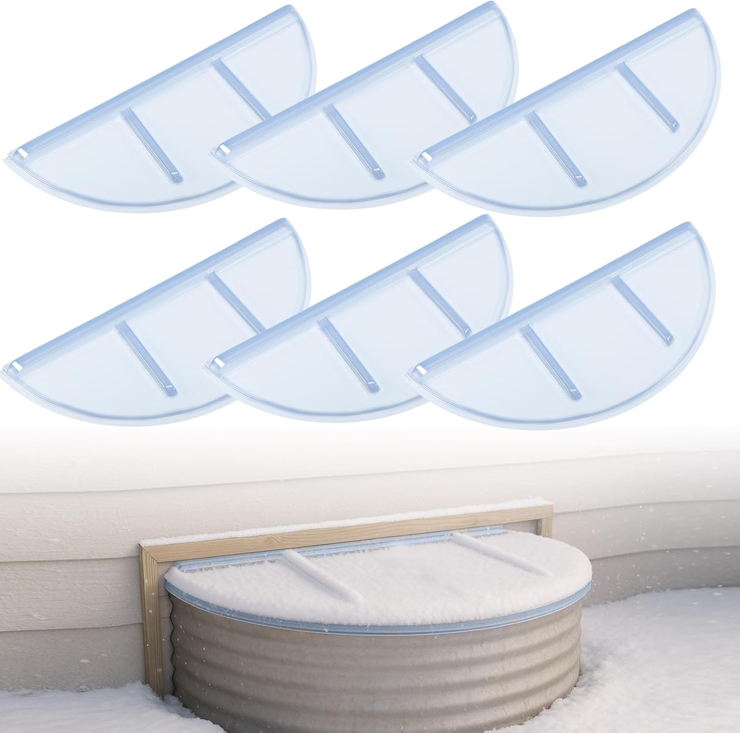 6 Pcs Basement Window Well Covers 39" x 17" x 2.5" Round Flat Outside Plastic Egress Window Well Cover for Snow Rain Weather Against Outdoor Use