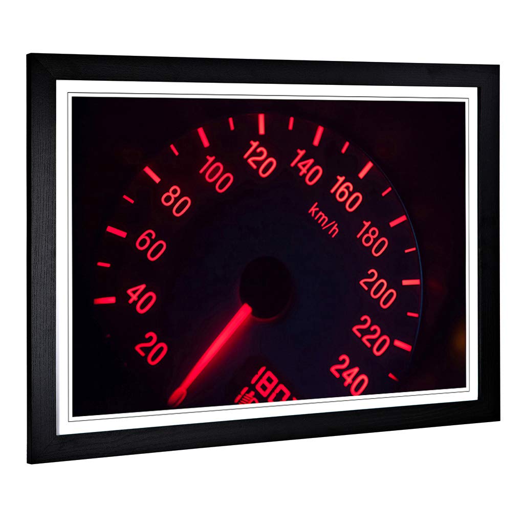 Big Box Art Framed Print of Speedometer Design | Wall Art Picture | Home Decor for Kitchen, Living, Dining Room, Lounge, Bedroom, Hallway, Office, Black, A2 / 24.5x18 Inch / 62x45cm