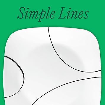 Corelle Simple Lines 6-Piece 8.75-Inch Square Lunch Plate Set