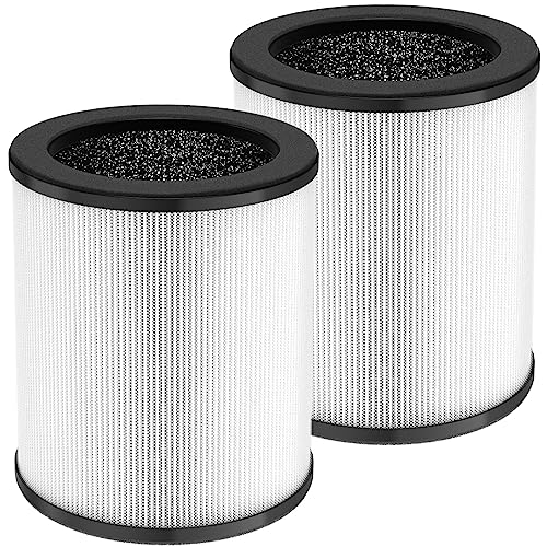 LINNIW KJ80 Replacement Filter Compatible with Druiap KJ80 Air Purifier, 360° Rotating 3-in-1 Filter of H13 True HEPA Filter, Activated Carbon and Pre-filter, 2 Pack