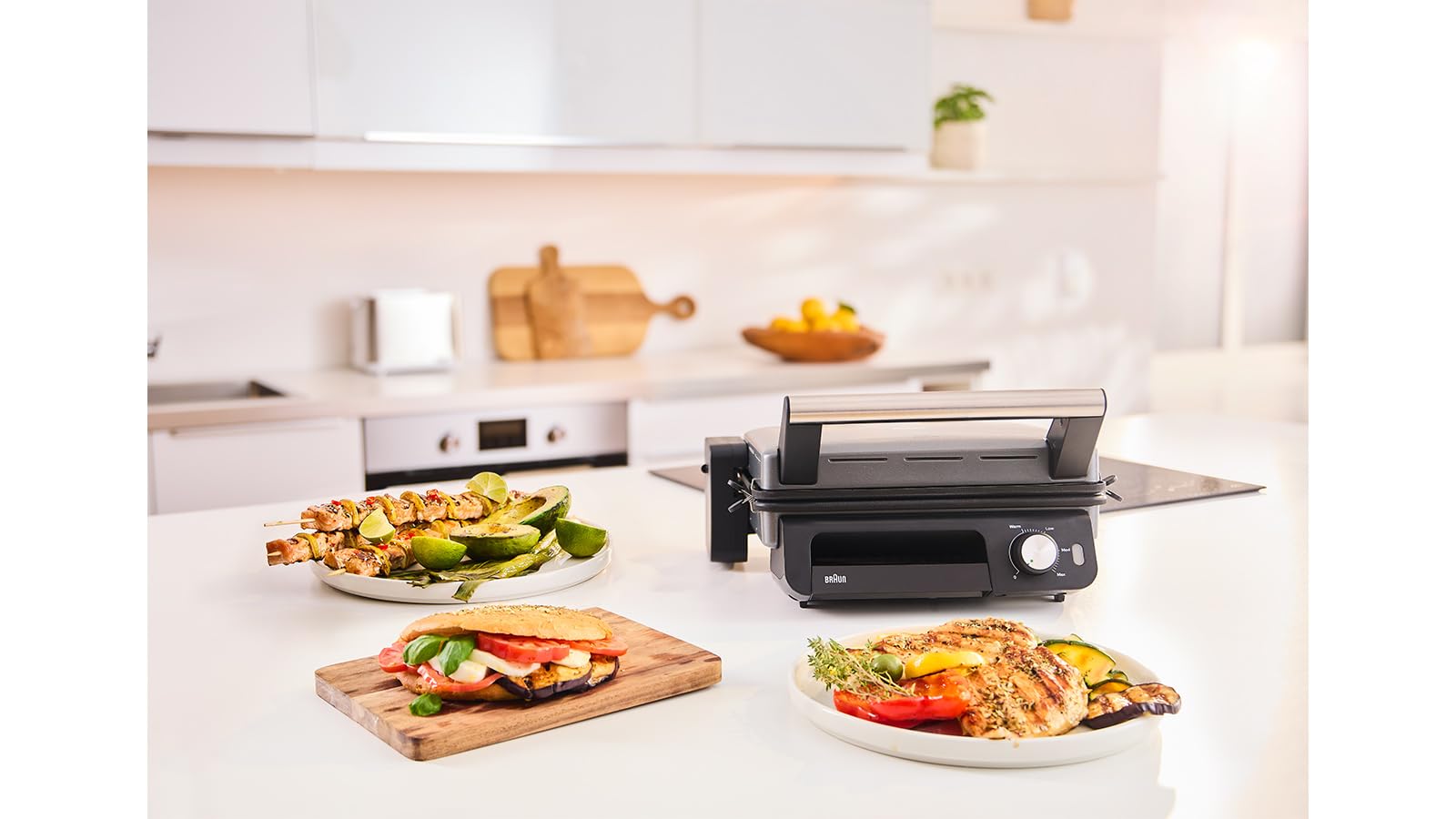 Braun MultiGrill CG5033IGY Bistecchiera Elettrica, Griglia a contatto con manopola, regolazione temperatura, 3 Posizioni di Cottura, Piastre Removibili e Lavabili, piastra aperta 30x22cm, 2000W, Nero