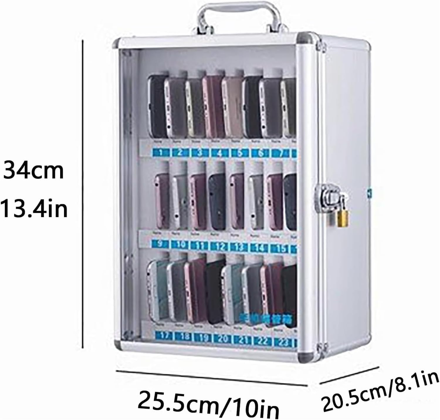 JKGHK Metal Slots Cell Phone Locker for Classroom, Cell Phone Storage Cabinet with Handle and Security Locker, Wall-Mount Phones Storage Box for Office, Gym, Factory(24-bit)