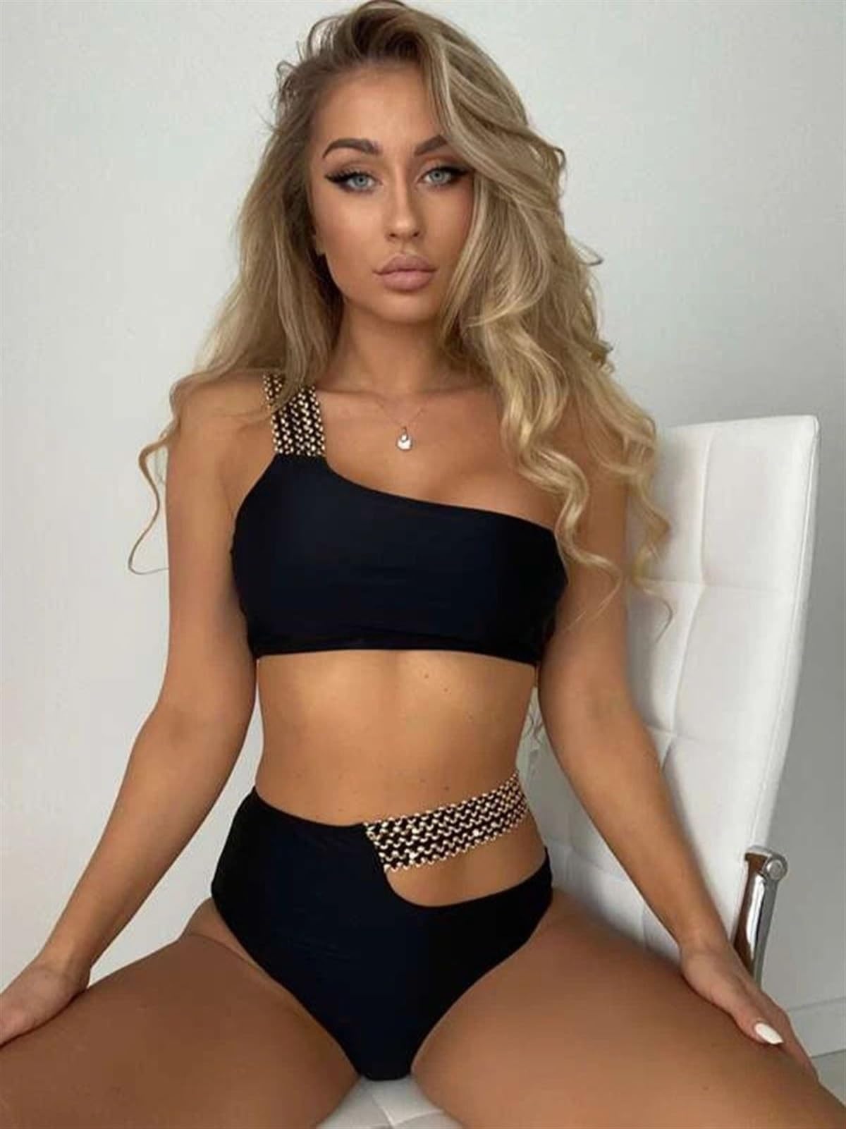 Sexy One-Shoulder Straped Print Stroje kąpielowe Kobiety Push Up High Cut Jednoczęściowy kostium kąpielowy z odkrytymi plecami (kolor: 7601 nr 3, rozmiar: M)