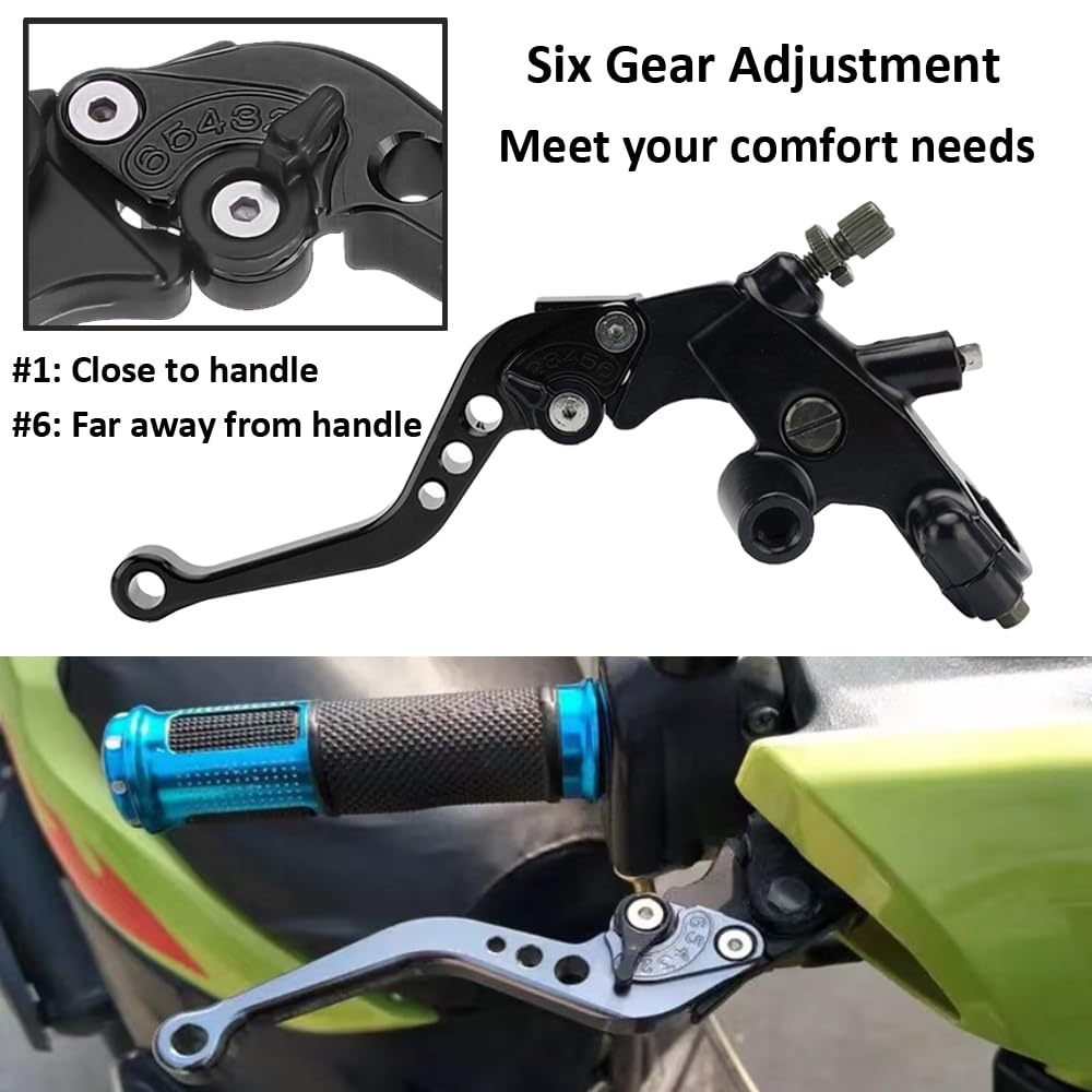 1 Paio Leve Frizione Freno Moto 22mm Leva Freno del Cilindro Principale Motociclo Idraulico Maniglia Pompa Freno Serbatoio Cilindro Principale della Frizione Freno Nero