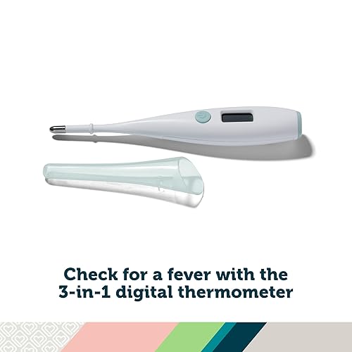 Miniatura 4 de Safety 1st Kit de 1er estornudos para bebés, aspirador nasal BoogEase, termómetro digital 3 en 1, Medspoon sin complicaciones, juego de cuidado de