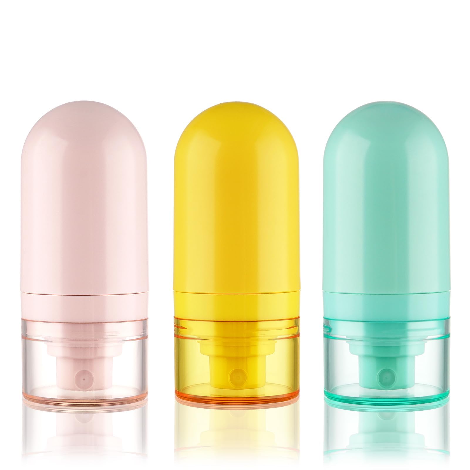 NALACAL Mini Fine Mist Spray Bottles, TSA Approved 1oz/30ml Airless Spray Bottle Leak Proof Travel Spray Bottle Plastic Refillable Containers for Perfumes Skincare Water Cosmetics (3color)(6 Pack)