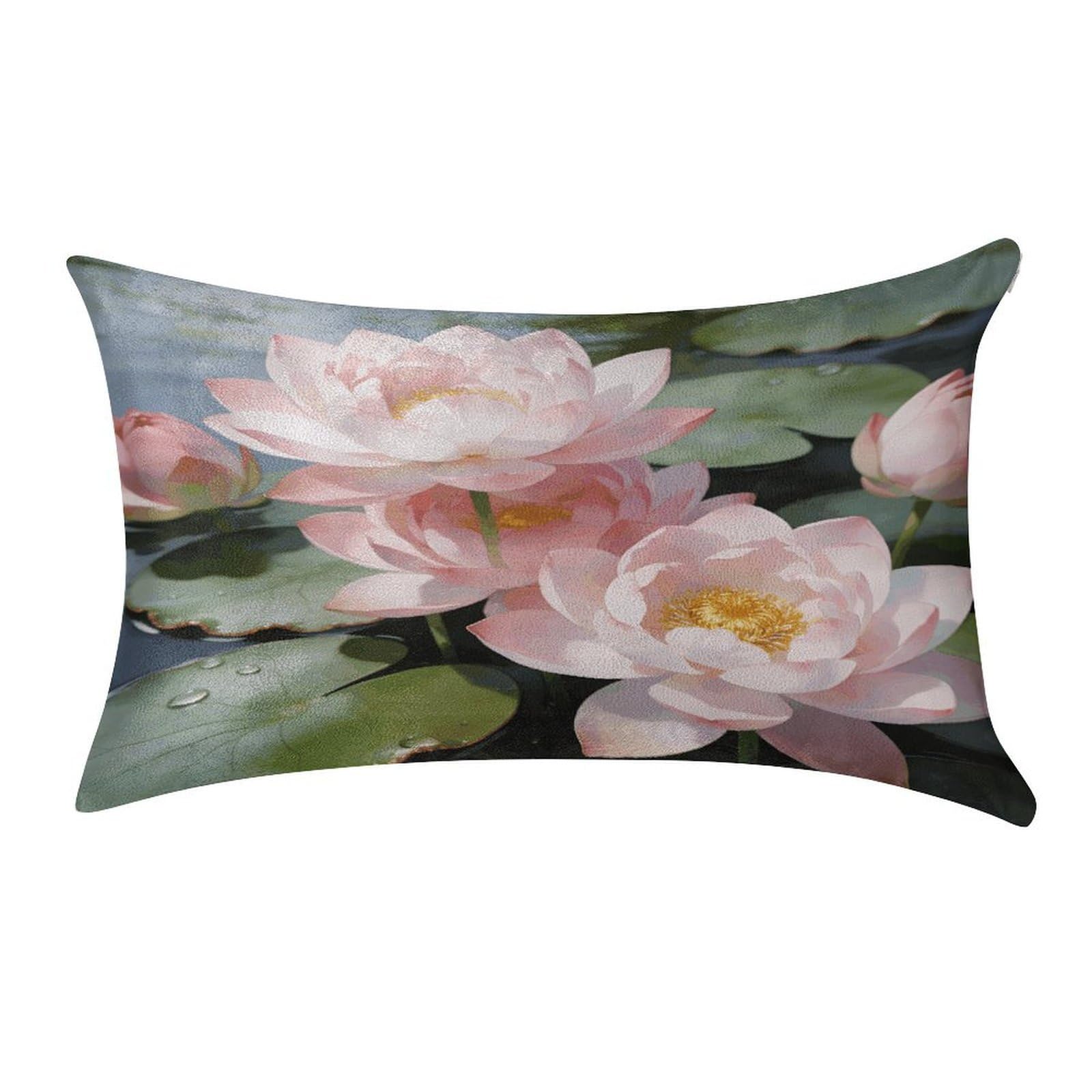 Fodpand Style Bright Sunny Day, Lotus Flowers Pillowcase,Elegant Designed Home Decor,Velvet Pillowcase,Soft And Cozy,Pillow Case Cover With Hidden Zipper For Bedroom, Sofa, Couch