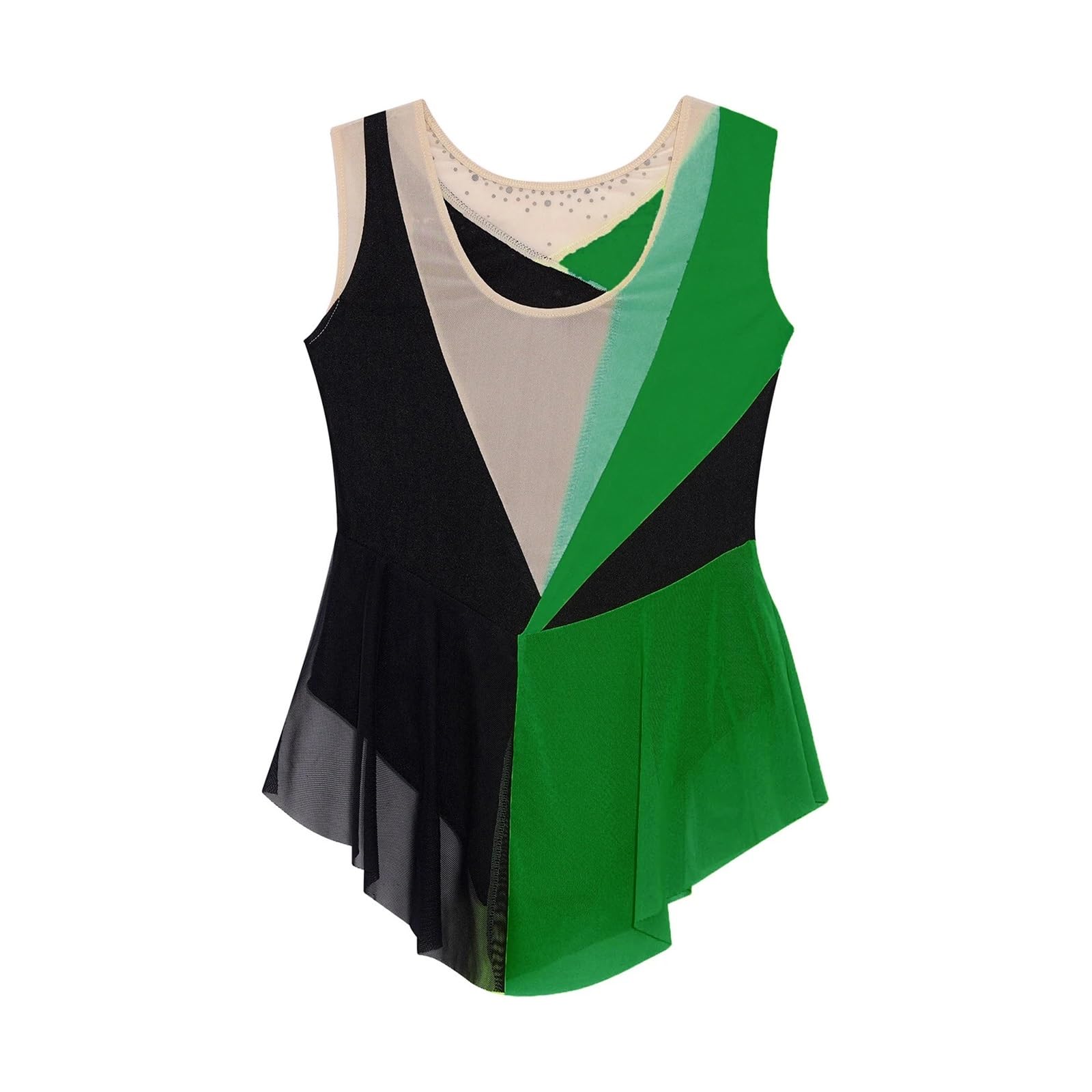 Gymnastikanzug Gymnastikanzug for Mädchen, Kinder-Eiskunstlaufkleid mit Strasssteinen, ärmelloser Body for Jazz, Latein, Ballett, lyrischen Tanz, Gymnastikanzug, Tanzbekleidung for Kinder von 6–16 Jah
