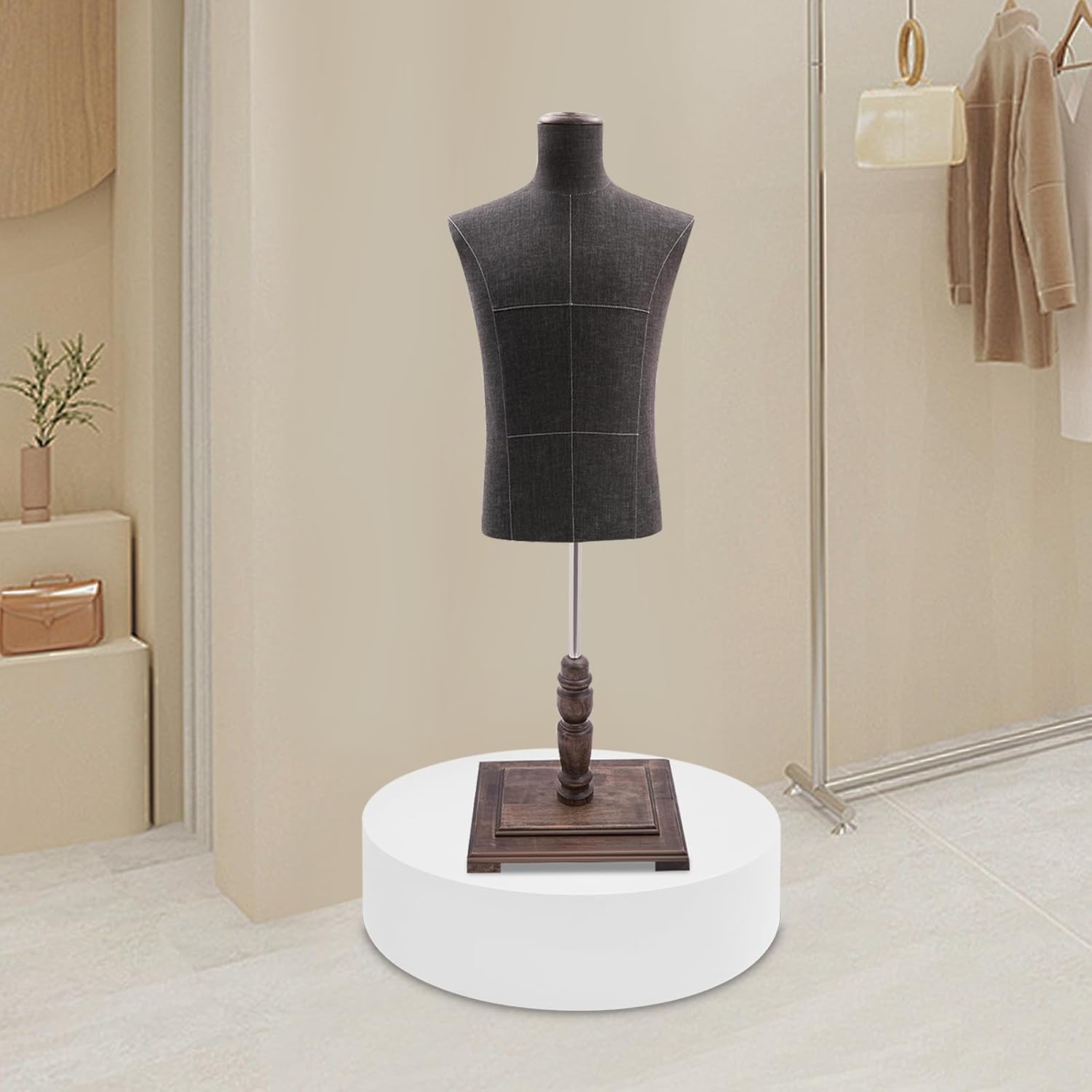 Round Mannequin Display Pedestal Stands, Cylinder Plinth Raiser Table, Cylinder Stands for Party, Party Event Decor Platform Base Stands for Model Jewelry Display Boutiques (White, 23.6x5.9in)