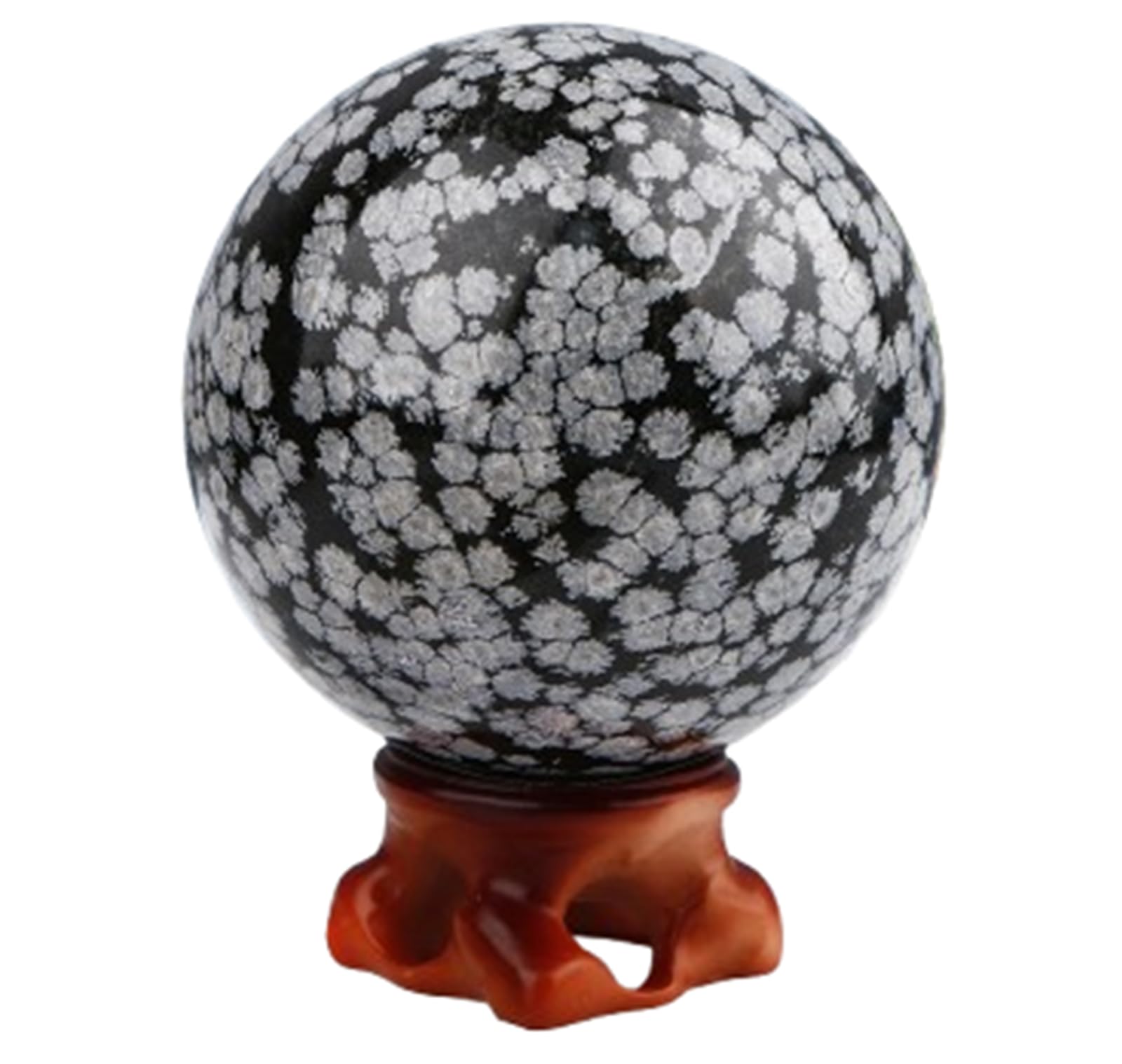 DPURPIWADY Snowflake Obsidian Crystal Ball Sphere,Polished Quartz with Stand,Home Office Decor, Fengshui Display, Stone, and Gift