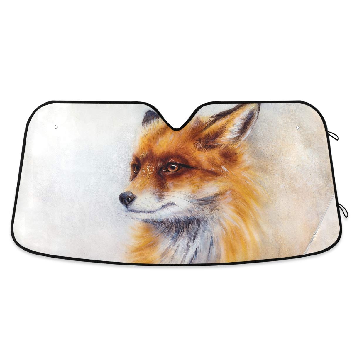 Art Fox Car Sun Shade for Windshield Foldable Blocks UV Rays Polyester 55x27.6 Inches
