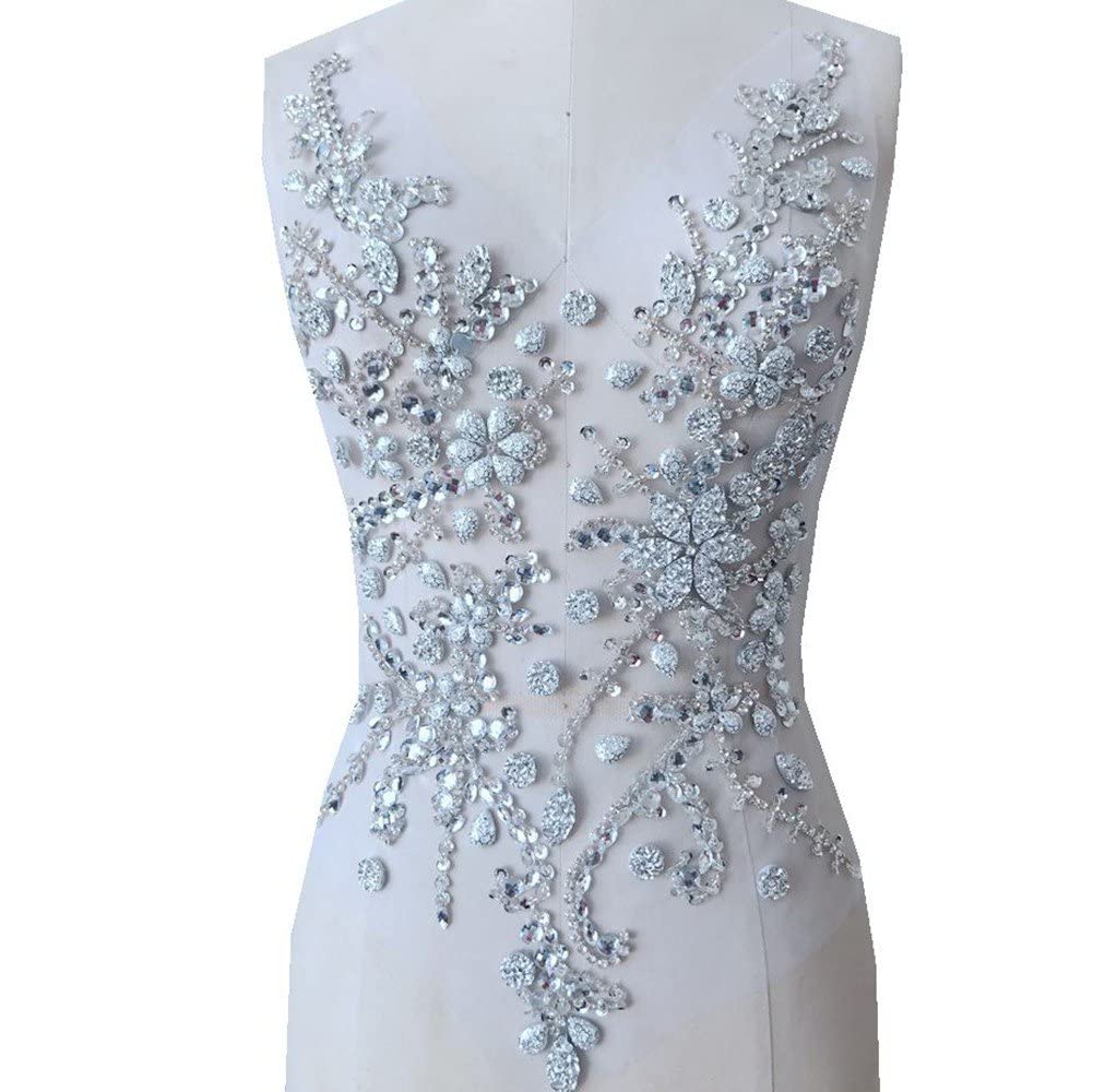 Patch de dentelle de cristal perle fait main pour sublimer une robe de mariée d'exception