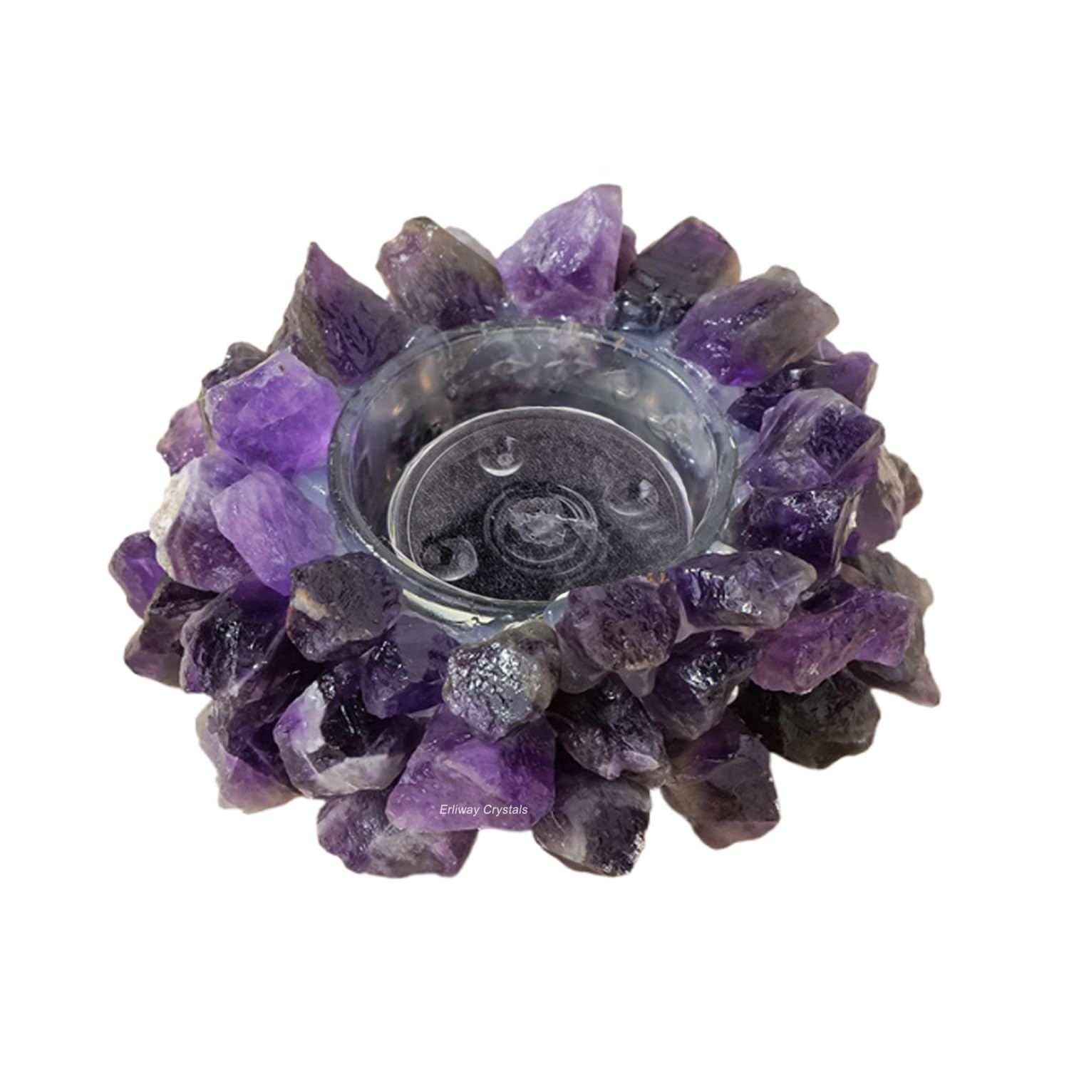 Photo 1 of Erliway Natural Raw Dream Amethyst Crystals, Raw Crystal Tealight Candle Holder Crystal Stone Candle Stand High Energy Geode Votive with Healing Effects (Not Included Candle)