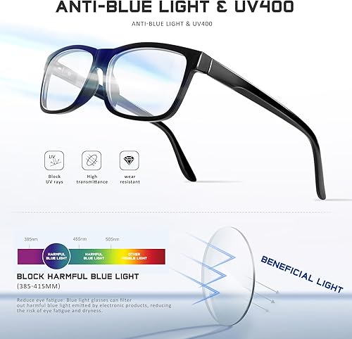 Miniatura 5 de AIMISUV Gafas de lectura para mujeres y hombres, paquete de 5 unidades con filtro UV con bloqueo de luz azul, lentes para computadora, anteojos