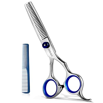 COOLALA Stainless Steel Hair Cutting Scissors Thinning Shears 6.5 Inch Professional Salon Barber Haircut Scissors Family Use for Man Woman Adults Kids