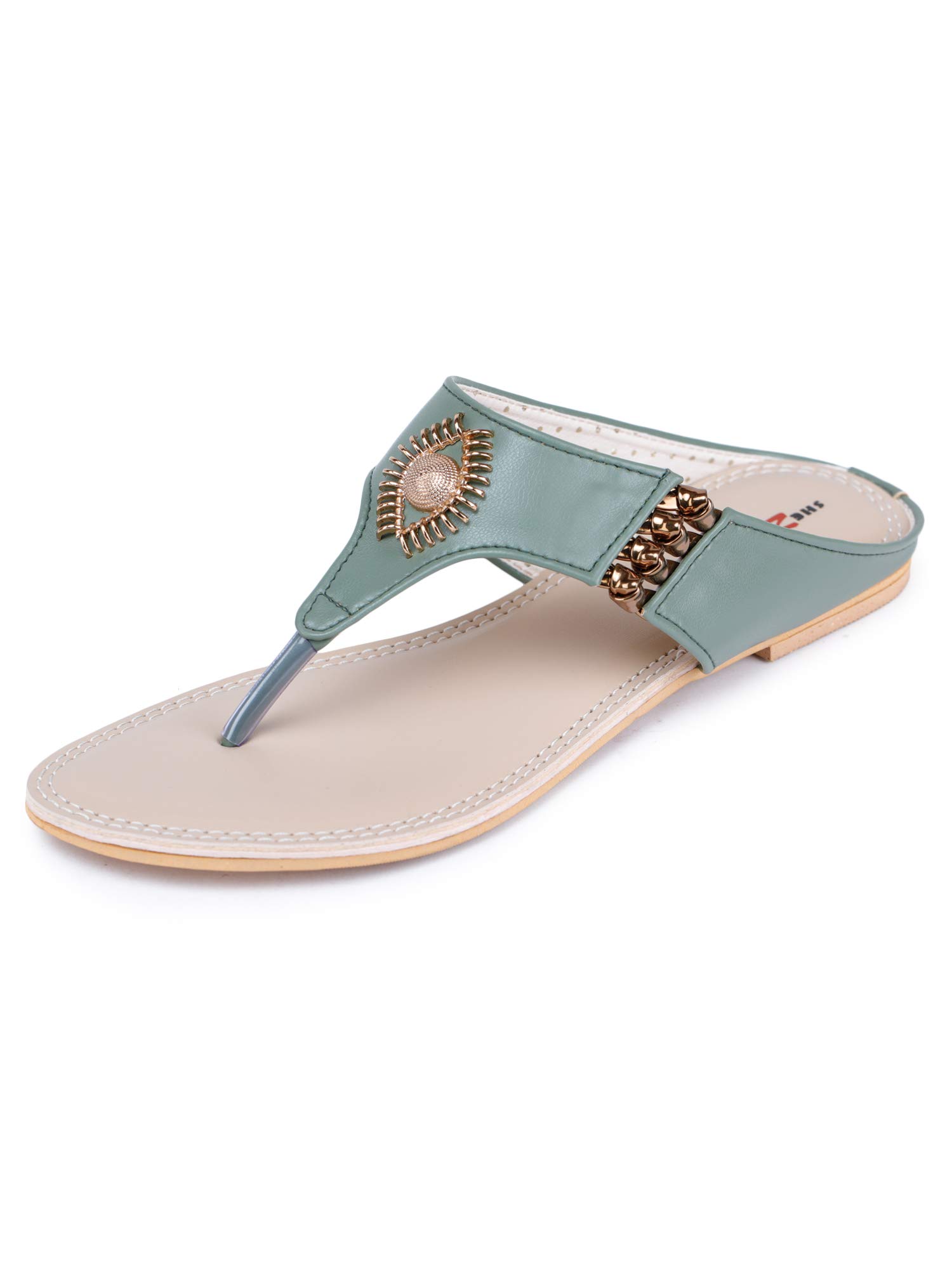 Shezone Green Colour Synthetic Material Flats for Women::LR1508_Green