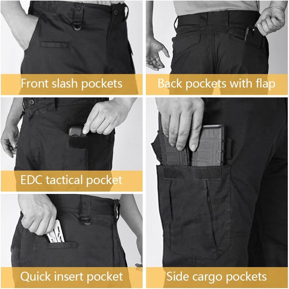 Stretch Work Pants for Men Ripstop Utility Cargo Pants Water Resistant Tactical Pants with Multi Pockets No Belt - Image 5