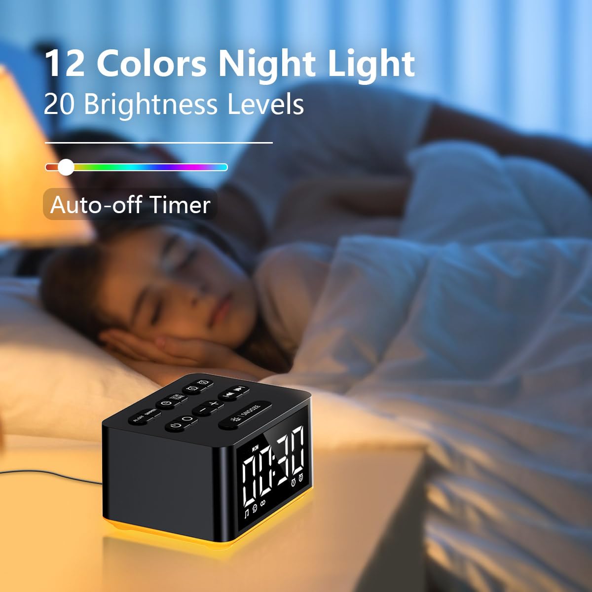 【3 in 1】 Sound Machine Dual Wecker Nachtlicht Weiß Rauschen Maschine 27 Schlafgeräusche für Erwachsene Kinder Präzise 32 Stufen Lautstärke Schlaf-Timer Speicherfunktion Digitaluhr mit 30