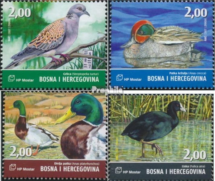 Sellos de aves Bosnia Croacia Mostar 2007 MNH Prophila 215-218 completa