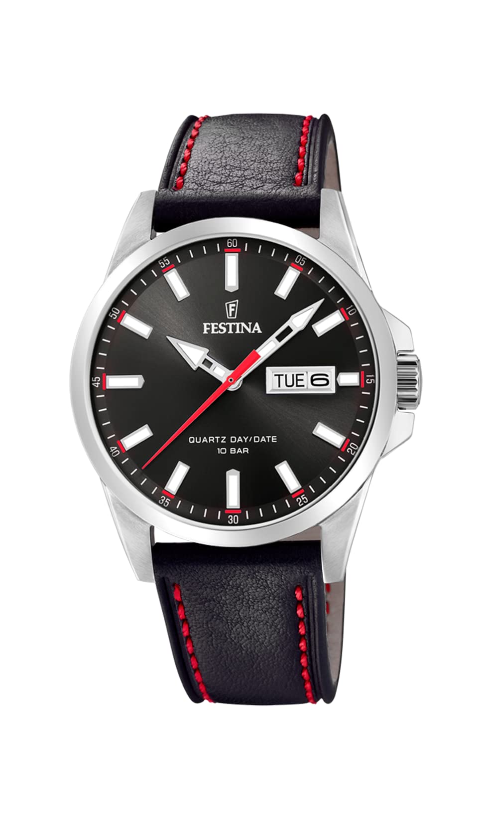 Montre FESTINA pour Homme F20358/4 Acero Clasico Boîtier en Acier Inoxydable Gris Bracelet en Cuir Noir