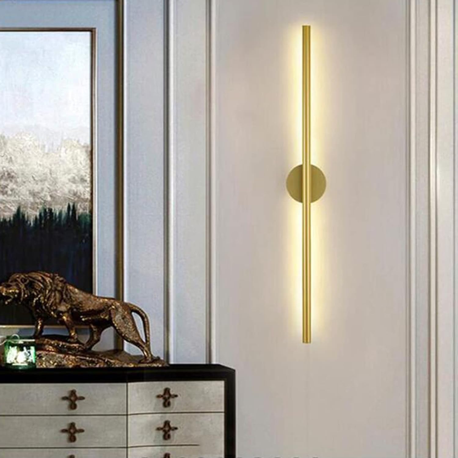 seamtop Strip Lights for Wall, Light, Panel with Touch Switch, Dimmable, Cuttable(Gold2,80cm)