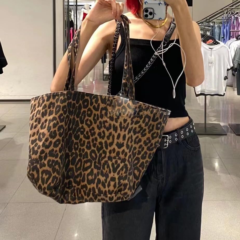 DOTITOY Leopard Print Tote Bags For Women Large-capacity Bag Single-shoulder Sag For Women Large Leopard Print Bag (Leopard Print)