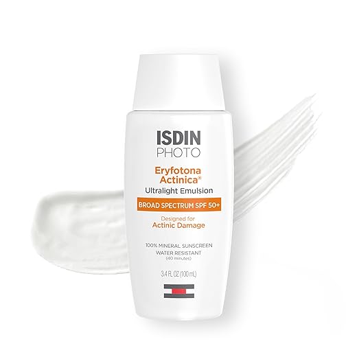 ISDIN Eryfotona Actinica SPF 50+ | Mineral Sunscreen for Face with Zinc Oxide | 100% Mineral UV Filters | No White Cast, Suitable for Sensitive Skin, Dermatologist Recommended