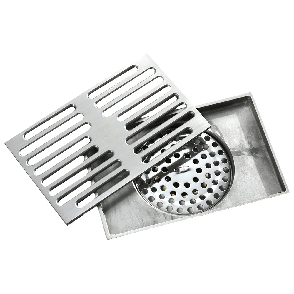 Siphon de sol rectangulaire en cuivre brossé élégant pour une douche moderne