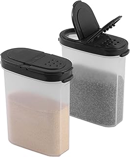 SIGNORA WARE Spice Jars with Lids - 8 oz Refillable Empty Airtight Spice/Seasoning Containers Set -2 in 1 Pour/Sift Shaker Lids Clear Plastic Spice/Seasoning Organizer Kitchen/Travel 2 pk