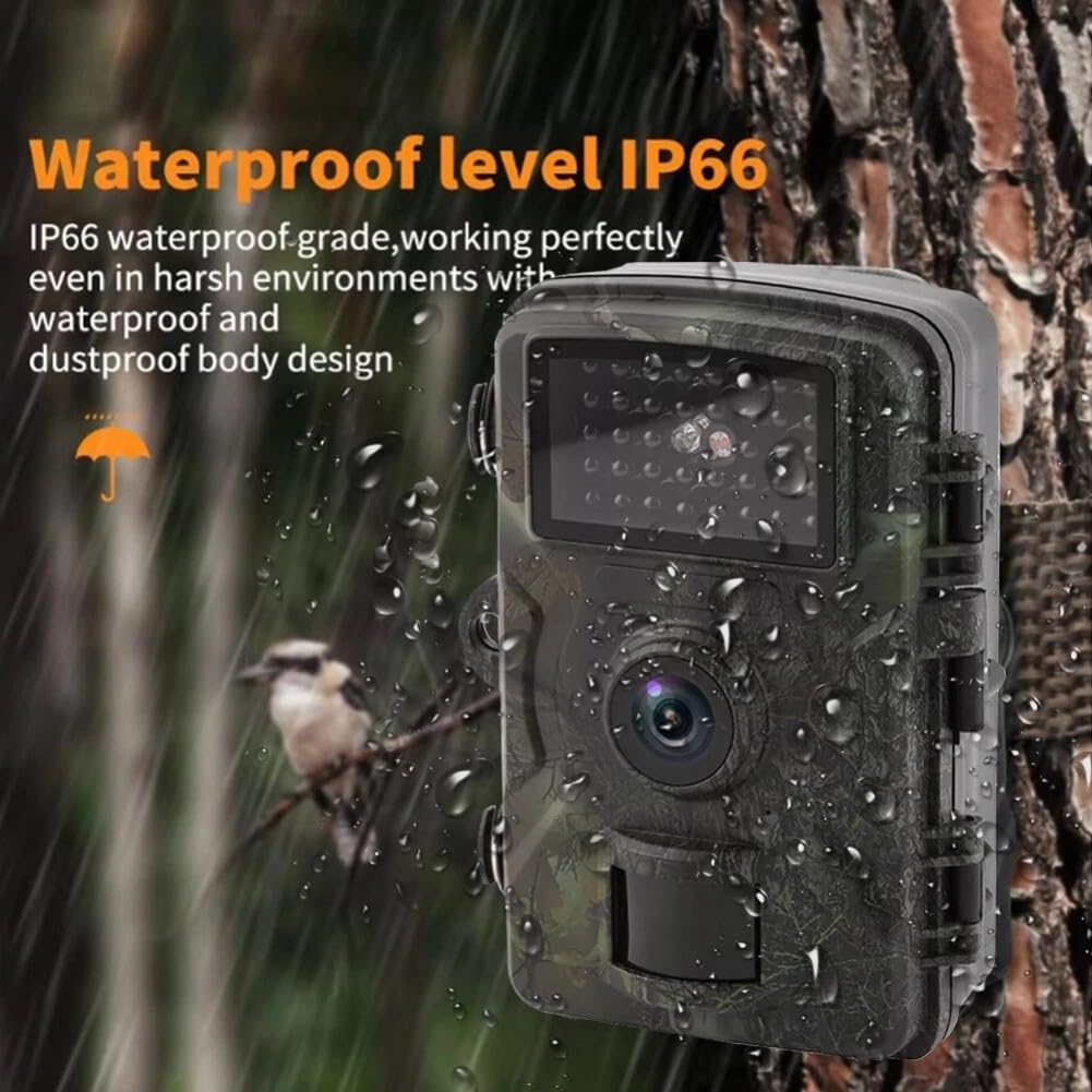 Wildlife Trail Camera 12MP Foto 1080P Video, No-Glow 940nm Night Vision, 0.8s Trigger, 15m PIR Detection per sorveglianza esterna