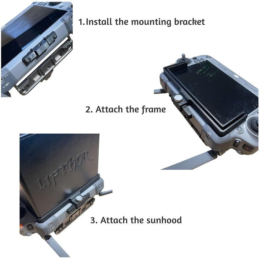 LifThor モニターサンフード DJI RC PLUS 2用 &ndash; プレミアムエクストラワイドアンチグレアサンシェードフード 取り