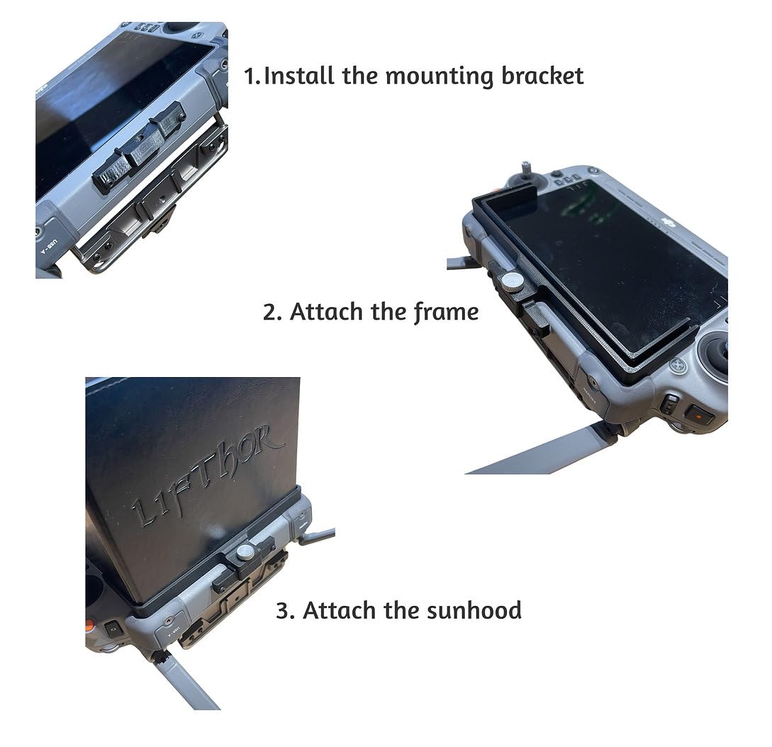 LifThor Monitor Sunhood for DJI RC PLUS 2 - Premium Extra-Wide Anti-Glare Sun Shade Hood with Mounting Bracket (315 × 175 mm) - Image 4