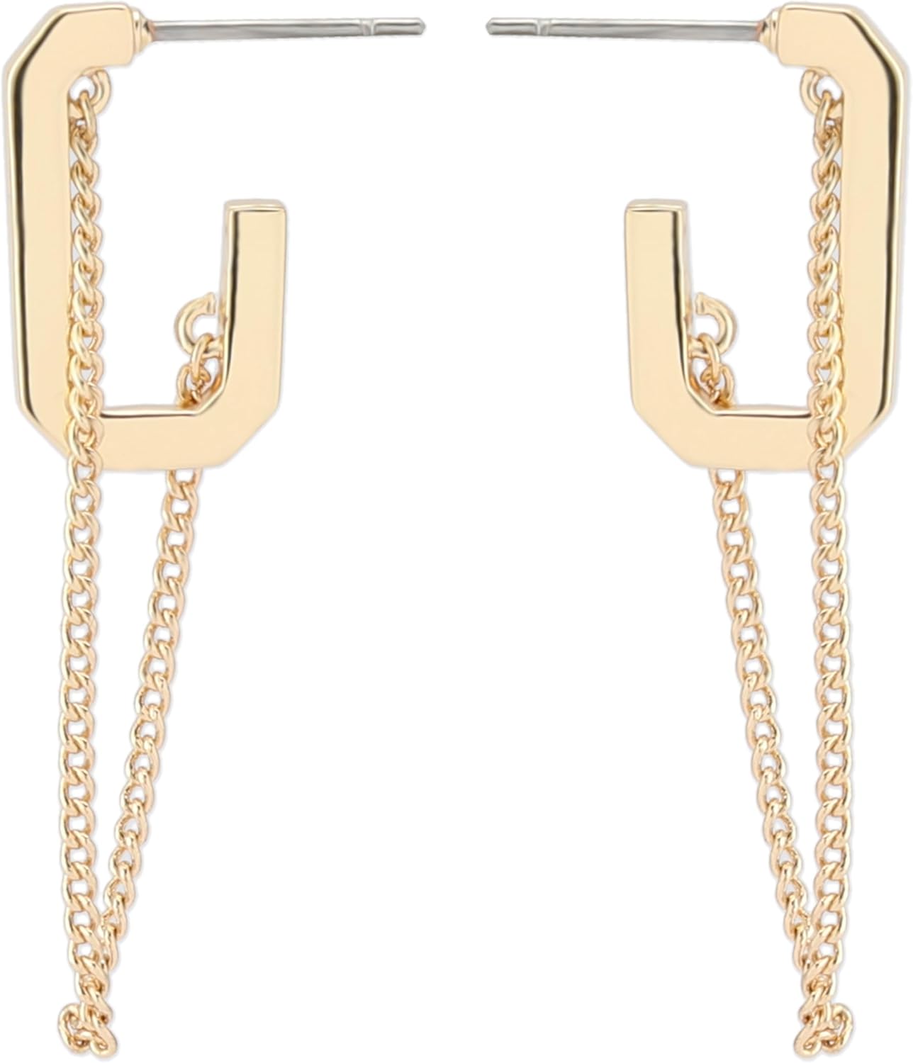 AllSaints Women's Hexagon Swag Chain Huggie Earrings - Image 3