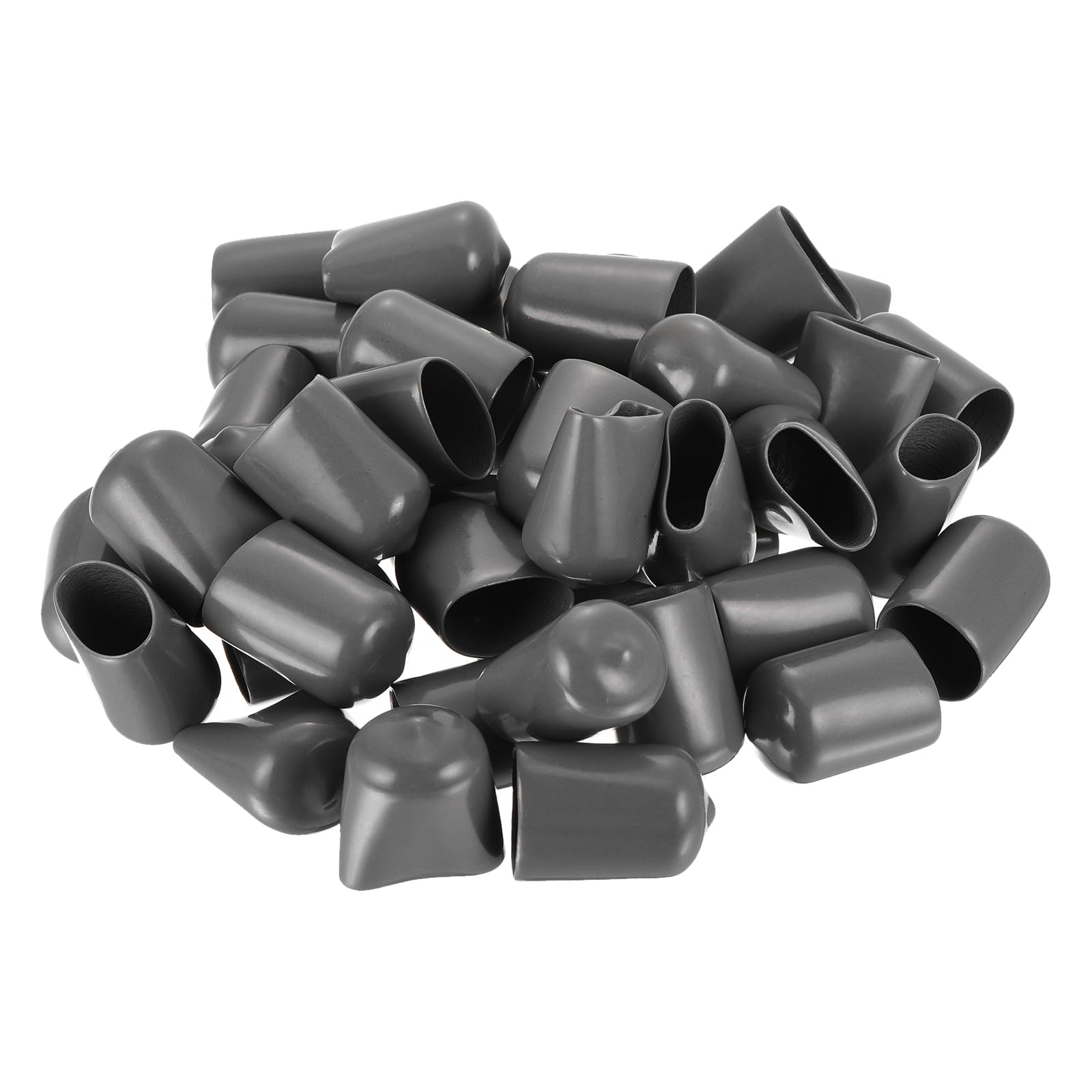 uxcell 100pcs Rubber End Caps 17mm ID Vinyl PVC Round Tube Bolt Cap Cover Screw Thread Protectors Dark Grey