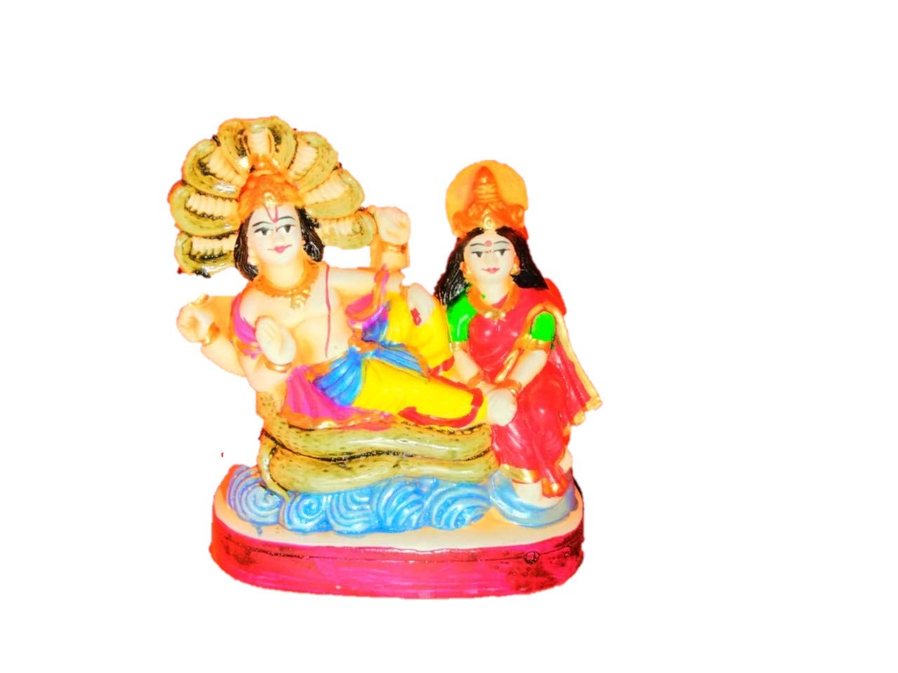 Sharddha Clay LAXMI Narayan/Vishnu LAXMI /YUGAL Idol for Puja/Home/Temple Height 15.5 cm