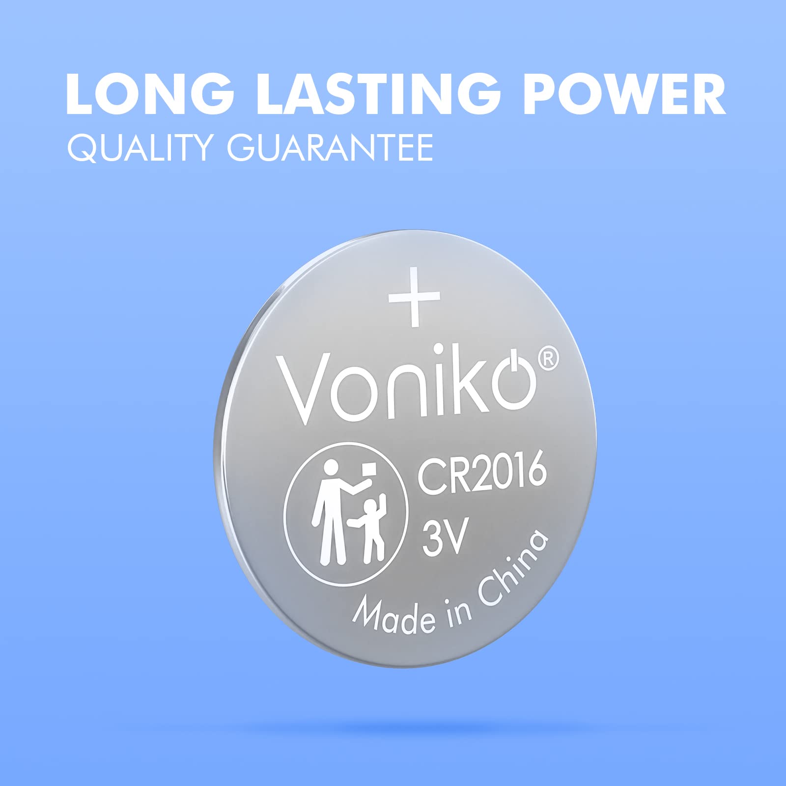 Voniko 3 Volt 2016 Battery 5 Pack – Button Cell 2016 Batteries – Lithium CR2016 3 Volt Coin Battery – 7 Years Shelf Life