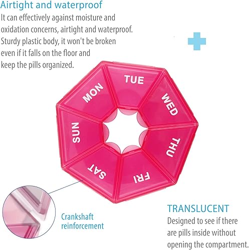Miniatura 25 de Pastillero portátil de 7 caras, planificador de medicamentos, estuche pequeño (contenedor semanal de siete días) para medicamentos, cajas de soporte