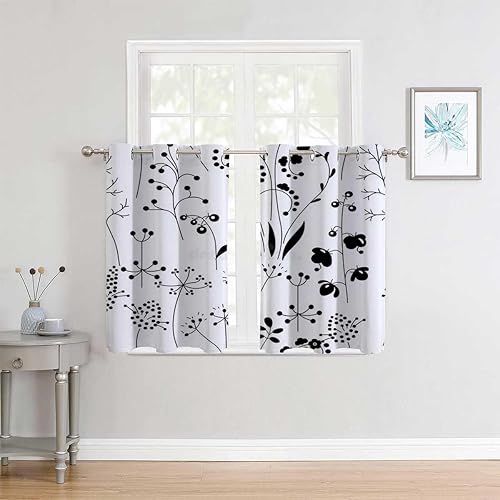 Miniatura 3 de Cortinas De Cocina Modernas Barras de cortina concisas con líneas blancas y negras para puertas, cortinas bohemias de 55 pulgadas de ancho por 72