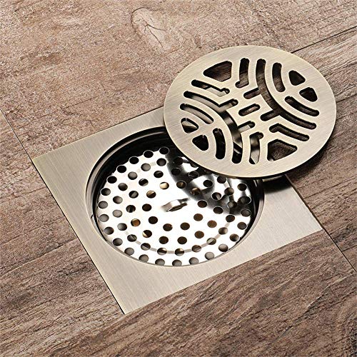 Drain de douche carré en laiton 10 cm grille amovible bronze - 5
