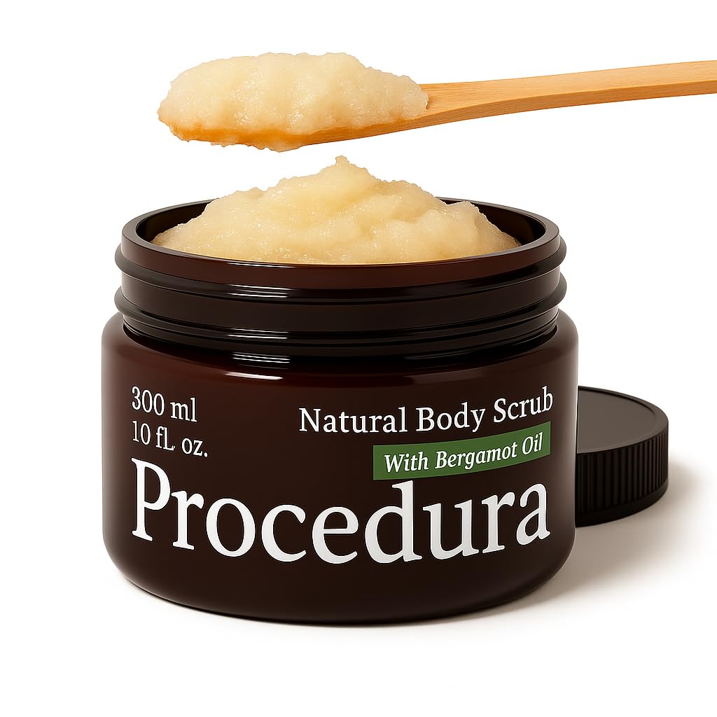 Exfoliating Body Scrub for Women & Men – Natural Sea Salt Scrub with Bergamot & Orange Oil, Deep Cleansing, Hydrating & Moisturizing, Vegan, Paraffin-Free (10 fl oz) (Bergamot-Orange)