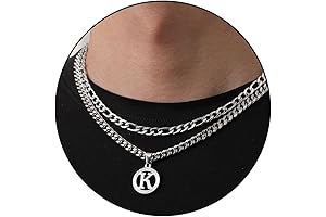Layered Initial Pendant & Cuban Link Chain Necklace