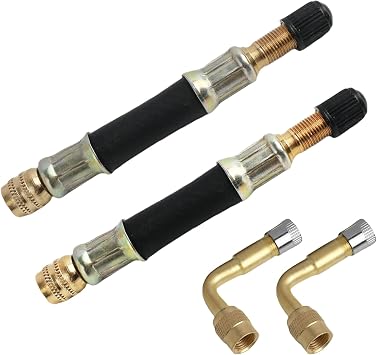 4 Pcs Tyre Valve Extension Set, 90  Brass Valve Stem Extensions