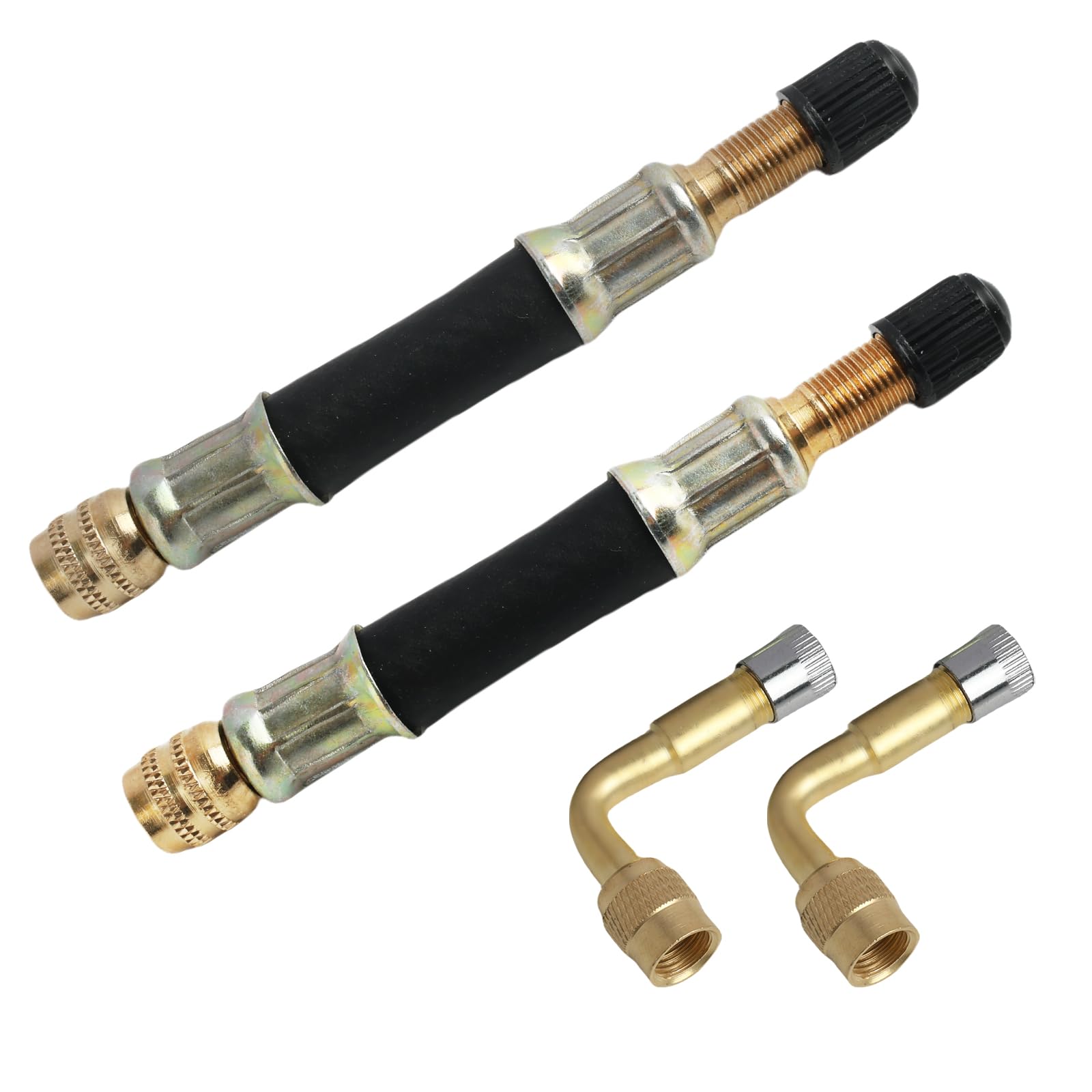 Prolunga Valvola Pneumatico (90° + 100mm), in Gomma e Ottone – prolunga valvola per Auto, Moto, Bicicletta, Scooter, Camion – Resistente al Calore (90°, 100MM)