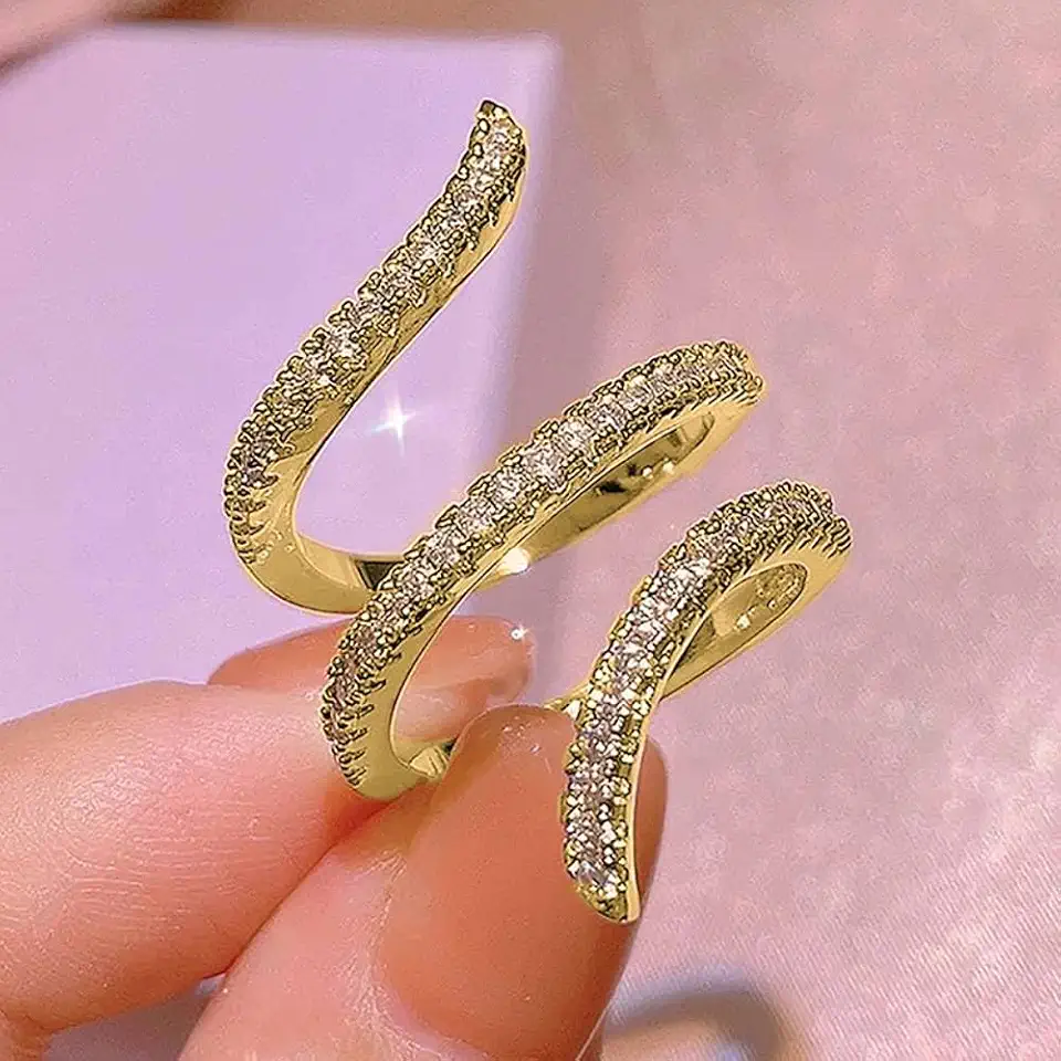 Fashion Adjustable Rings for Women Multiple Circles Shining Zirconia Finger Accessories Luxury Trendy Jewelry