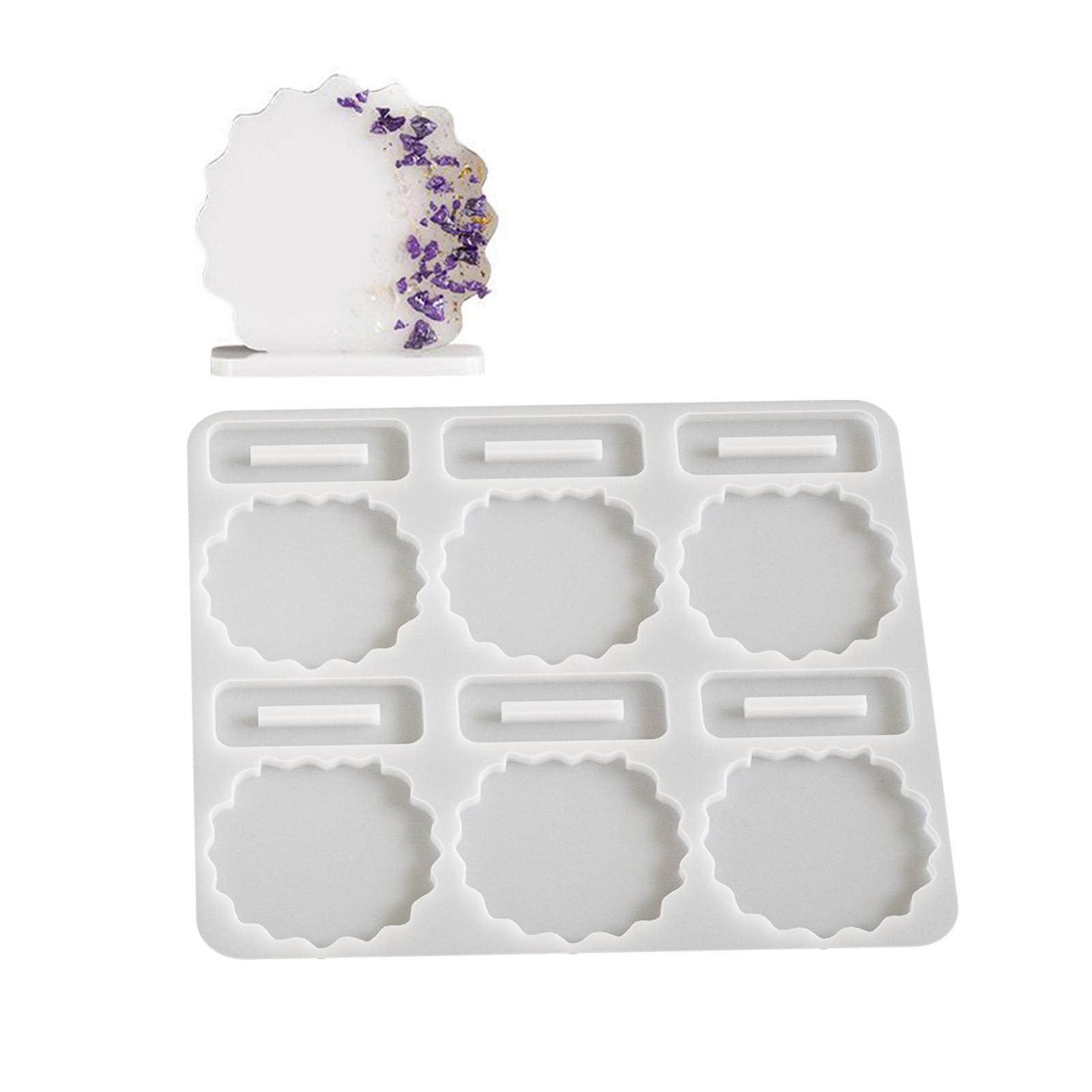 NEWFT Flexible Silicone Mold for Unique Tabletop Ornament Dried Flower Photo Frame Resin Mould Home Desktop Decoration