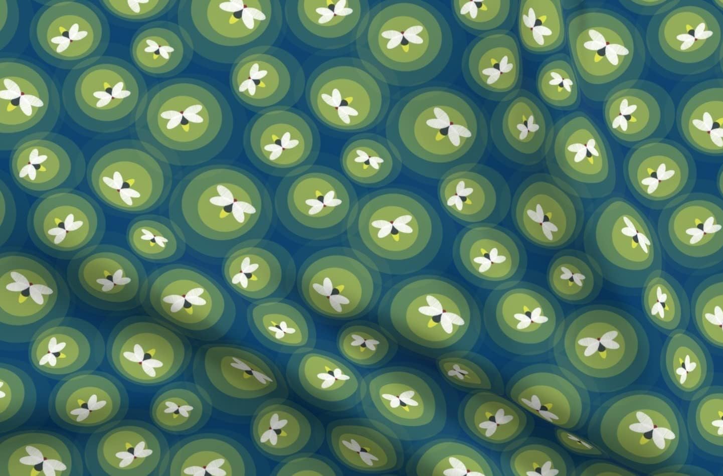 Spoonflower Fabric - Fireflies Lightning Bug Insect Night Summer Nursery Decor Printed on Petal Signature Cotton Fabric Fat Quarter - Sewing Quilting Apparel Crafts Decor