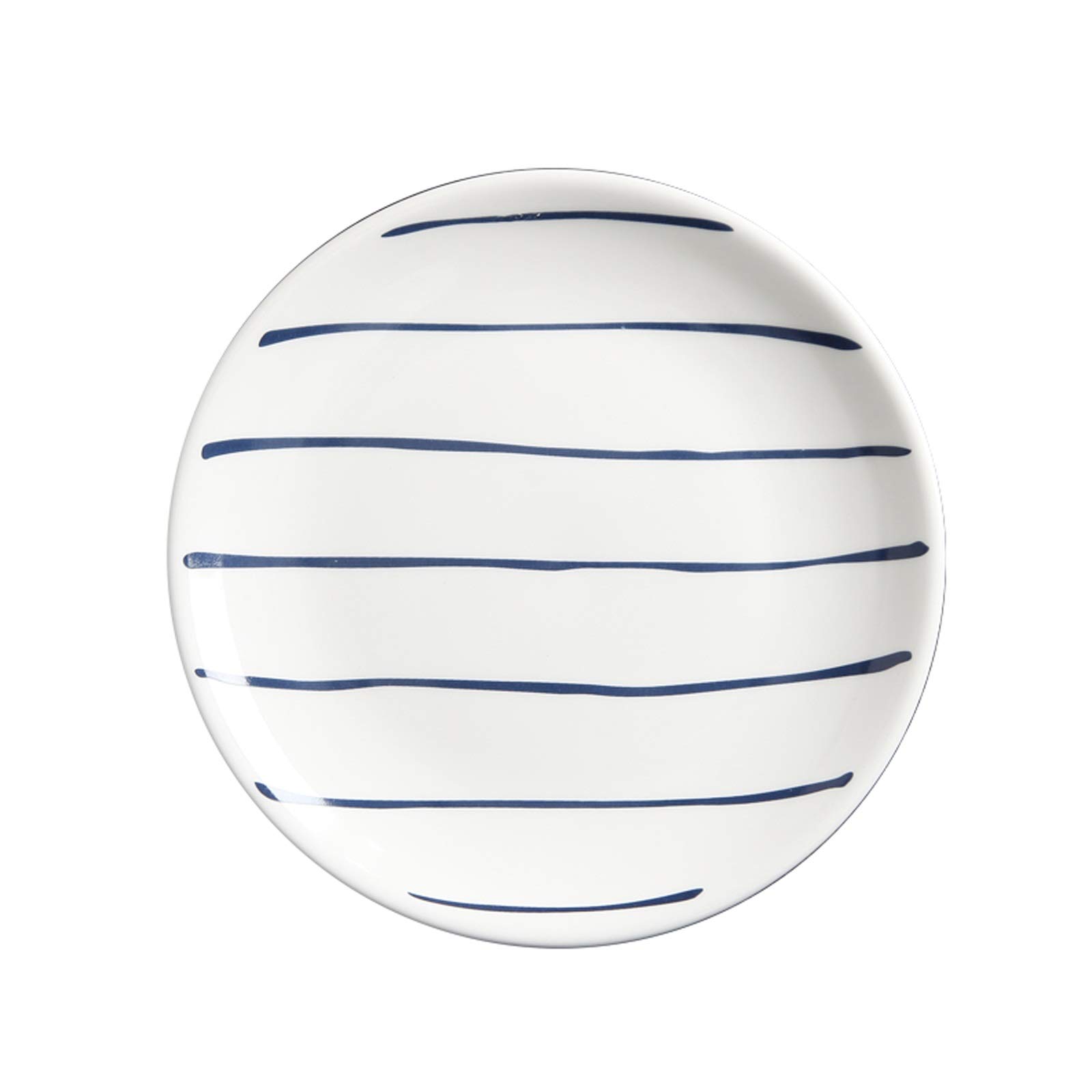 Piatti da Porzione per Brunch Piatto da bistecca bianca con striscia blu, piatto in ceramica da 8 pollici adatto for pasta, dessert, insalata, piastra di cena a microonde a microonde, 4 pezzi Per Anti