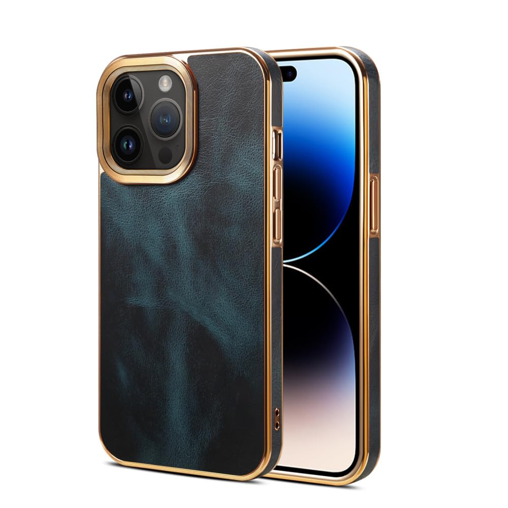 Coque souple iPhone 13 Pro Max en cuir bleu qui protège efficacement les caméras - 8