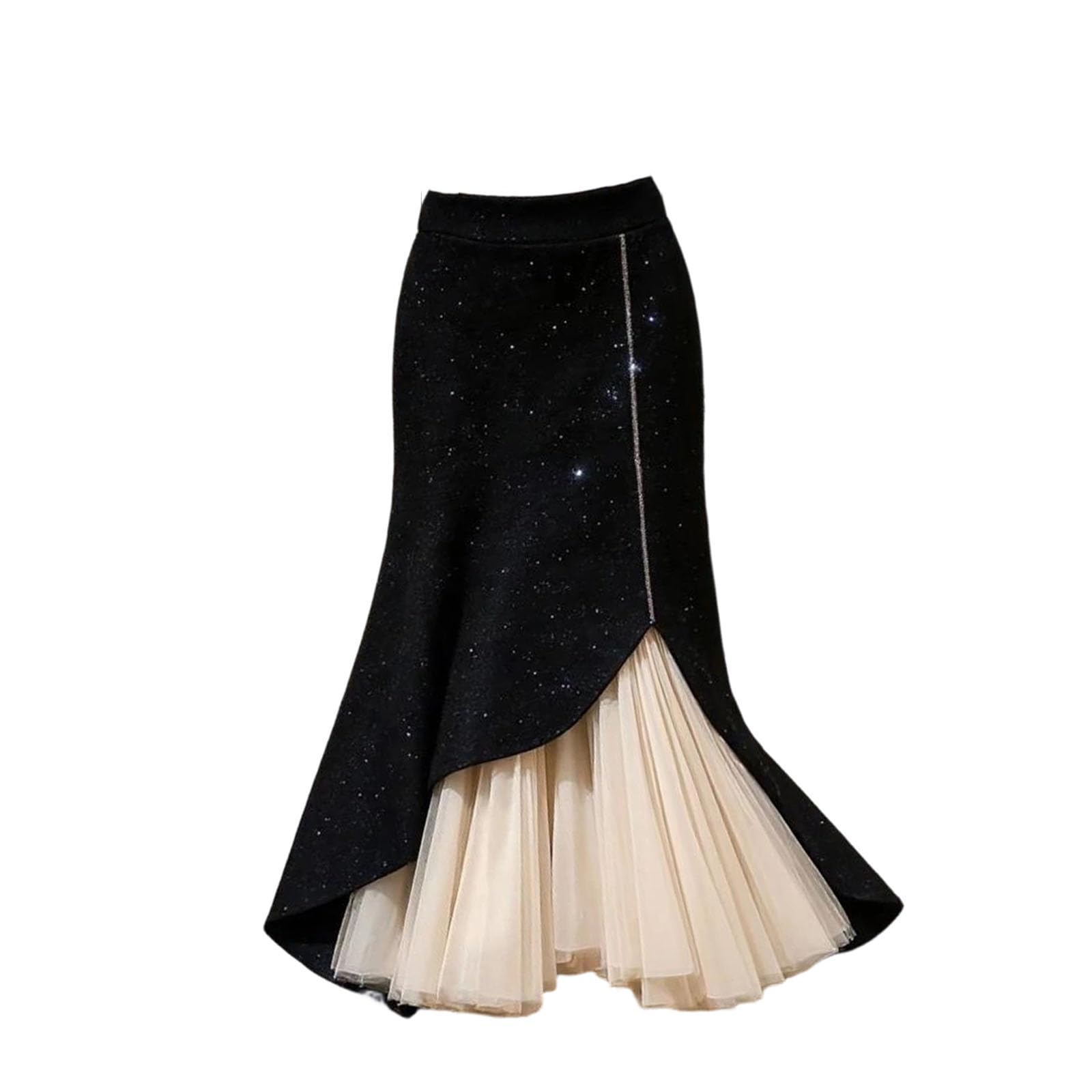 UIOKLMJH Women Retro Patchwork Woolen Skirt Spring Fall Party Formal Hip Skirt